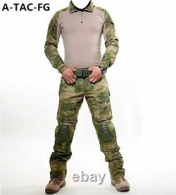 Military Army Tactical Uniform Set Combat Shirt + Cargo Pants Knee Pads Clothes