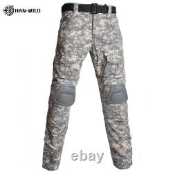 Military Tactical Combat Shirt Us Army ClothingCamouflage FishingPantsElbowithKnee