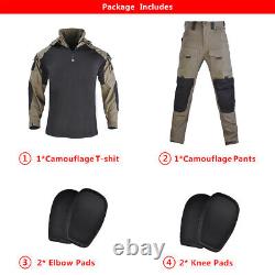 Military Uniform Army Combat Shirt Tactical Pants with Pads Camouflage Suit