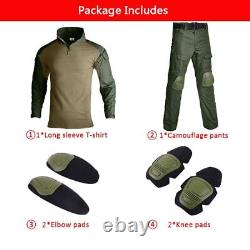 Military Uniform Camo Hunting Suit Army Tactical Long Shirt and Cargo Pants