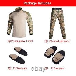 Military Uniform Camo Hunting Suit Army Tactical Long Shirt and Cargo Pants
