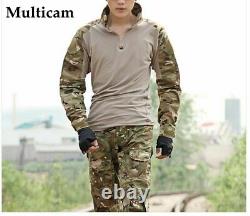 Military Uniform Set Tactical Pants And Shirt Clothing With Protective Knee Pads