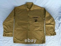 NOS WWII USMC P41 herringbone twill HBT utility 38 coat shirt 32 trousers pants