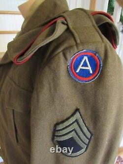 Named WW2 ARMY dress jacket coat pants tie shirt uniform SERGEANT 1940s 9th
