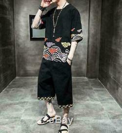 New Mens Chinese Linen Outfits Top+pants Tang Suit Tai Chi Kung Fu Shirt Uniform