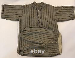 Old Wool Baseball Shirt & Pant Knickers Uniform Grey With Blue Pinstripes Antique