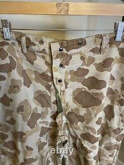 Original WW2 USMC Frogskin Camo Reversible Shirt Pant Suit Set P44 Military HBT
