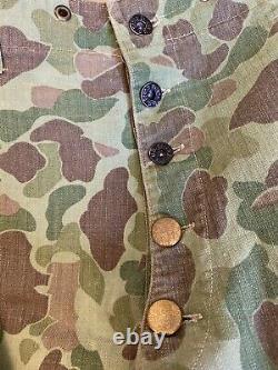 Original WW2 USMC Frogskin Camo Reversible Shirt Pant Suit Set P44 Military HBT
