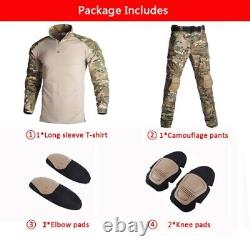 Pants Military Combat Uniform Army Airsoft Suits Tactical Shirts Cargo Pants+Pad