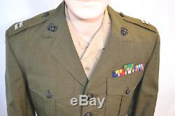 Post Wwii Vintage Usmc Us Marine Corps Captain Uniform Tunic Shirt Pants Hat