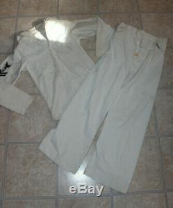 Rare Orig. Ww2 Us Navy White Work Or Tropical Short Pants & Shirt Petty Officer