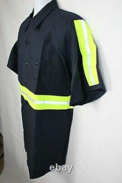 Red Kap Uniform Set Pants Shirt Enhanced Visibility Industrial Blue Neon Large