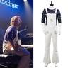 Rocketman Cosplay Elton John Costume White Bib Pants Adult Suit Uniform Shirt