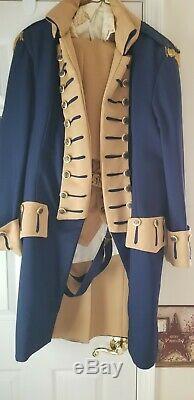 Stage quality Revolutionary War uniform Complete Jacket Vest Knickers Shirt Wig