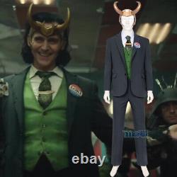 TV Drama Loki Uniform Suit Cosplay Full Set Halloween Men Coat Vest Shirt Pants
