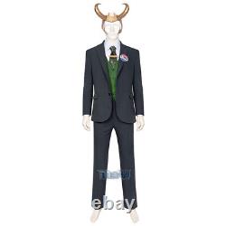 TV Drama Loki Uniform Suit Cosplay Full Set Halloween Men Coat Vest Shirt Pants