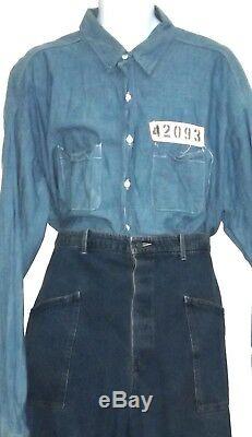 The Shawhank Redemption (1994) Prison Uniform Blue Denim Shirt Denim Pants