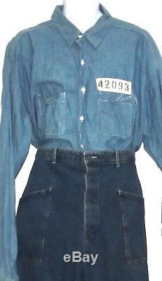 The Shawshank Redemption (1994) Prison Uniform Blue Denim Shirt Denim Pants