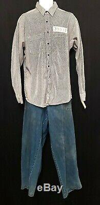 The Shawshank Redemption (1994) Prison Uniform Striped Shirt #39037 Denim Pants