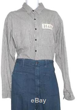 The Shawshank Redemption (1994) Prison Uniform Striped Shirt Denim Pants