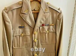 US Army 2nd Lt. Summer Khaki Uniform Coat, Shirt, Pants, & 3 Hats WW2 Era
