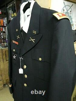 US Army Artillery Major Officers Blue Dress Uniform Coat, Pants, Shirt & Tie