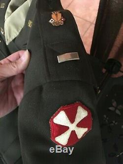 US Army Officer WW2 Dress Uniform Pinks & Greens Hat Jacket Shirt Pants Shoes