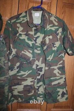 US Military Vietnam Era Jacket Pants Hat Set Camouflage Ripstop Shirt BS7