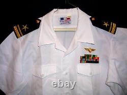 US Navy Officer White Uniform Top Gun Aviator Pilot Wings XLarge Shirt 40R Pants