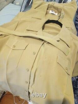 US Navy USPHS Service Khakis Male Uniform L, 35R Pants Shirts (2 Pairs)
