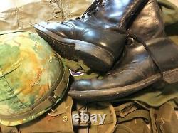 US airborne lot Helmet, pants, 173rd/82nd shirt, basic load m1956 gear, j boots