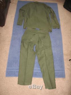 USAF Chief Master Sergeant Vietnam Era Utility Fatigues Sateen Shirt and Pants