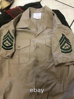 USMC Dress uniform Tropic green, full uniform pants, jacket, cap, Shirt, tie