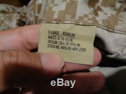 USMC MARPAT DESERT TAN Combat SHIRT PANT SET MCCUU X LARGE REGULAR ISSUED XL