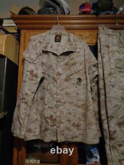 USMC MARPAT Uniform DESERT Combat Shirt Pant X LARGE REGULAR XLR USED