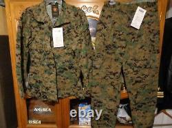 USMC MARPAT Uniform WOODLAND Combat Shirt & Pants in size SMALL SHORT NWT SS