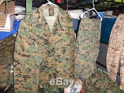 USMC MARPAT Uniform WOODLAND Combat Shirt & Pants size X LARGE Regular XLR USED