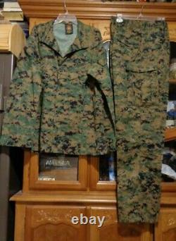 USMC MARPAT Uniform WOODLAND SET Combat Shirt Pant LARGE LONG LL NWOT