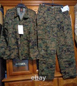 USMC MARPAT Uniform WOODLAND SET Combat Shirt Pant LARGE REGULAR NEW WITH TAG