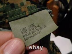 USMC MARPAT Uniform WOODLAND SET Combat Shirt Pant LARGE SHORT LS NEW WITH TAG