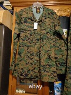 USMC MARPAT Uniform WOODLAND SET Combat Shirt Pant MEDIUM LONG NEW WITH TAG