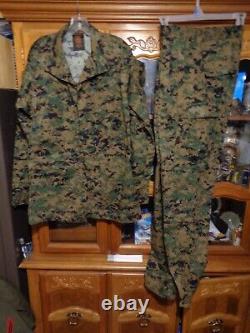 USMC MARPAT Uniform WOODLAND SET Combat Shirt Pant MEDIUM LONG NEW with OUT TAG