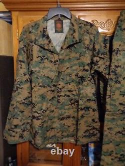 USMC MARPAT Uniform WOODLAND SET Combat Shirt Pant MEDIUM SHORT NEW WITH OUT
