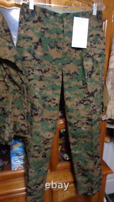 USMC MARPAT Uniform WOODLAND SET Combat Shirt Pant MEDIUM SHORT NEW With TAG