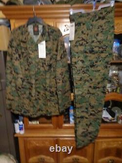 USMC MARPAT Uniform WOODLAND SET Combat Shirt Pant MEDIUM X LONG NEW WITH TAG