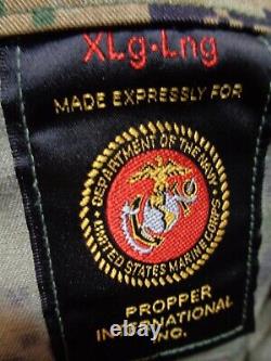 USMC MARPAT Uniform WOODLAND SET Combat Shirt Pant X LARGE LONG NEW WITH OUT TAG