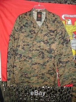 USMC MARPAT Uniform Woodland Combat Shirt & Pants in size Large Regular NEW