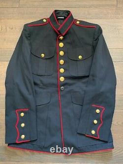 USMC Marine Corps Dress Blues Tunic Jacket, Pants, Shirt, Visor Cap Size 38XS
