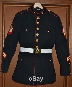 USMC US Marine Corps Dress Blue Uniform Sergeant Sgt. Size 44 Lg Shirt Tie Pants