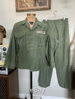VTG 1956 USMC Gomer Pyle Stencil Marine Corps Utility Shirt Pants Set Sateen 50s